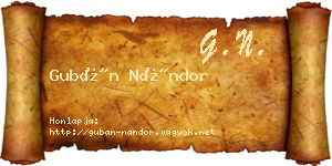 Gubán Nándor névjegykártya